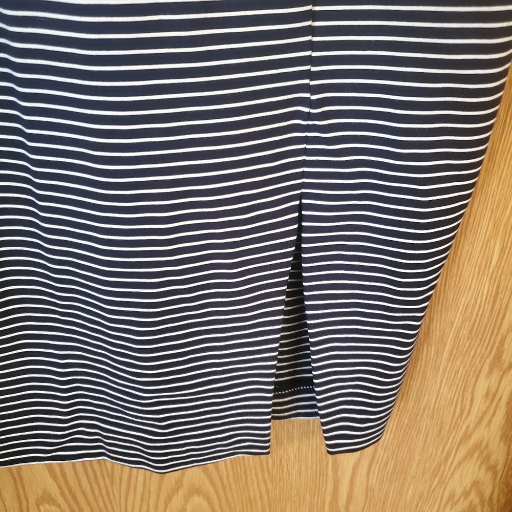 Banana Republic sleeveless halter sheath dress blue/white stripe size 14 - Picture 4 of 11
